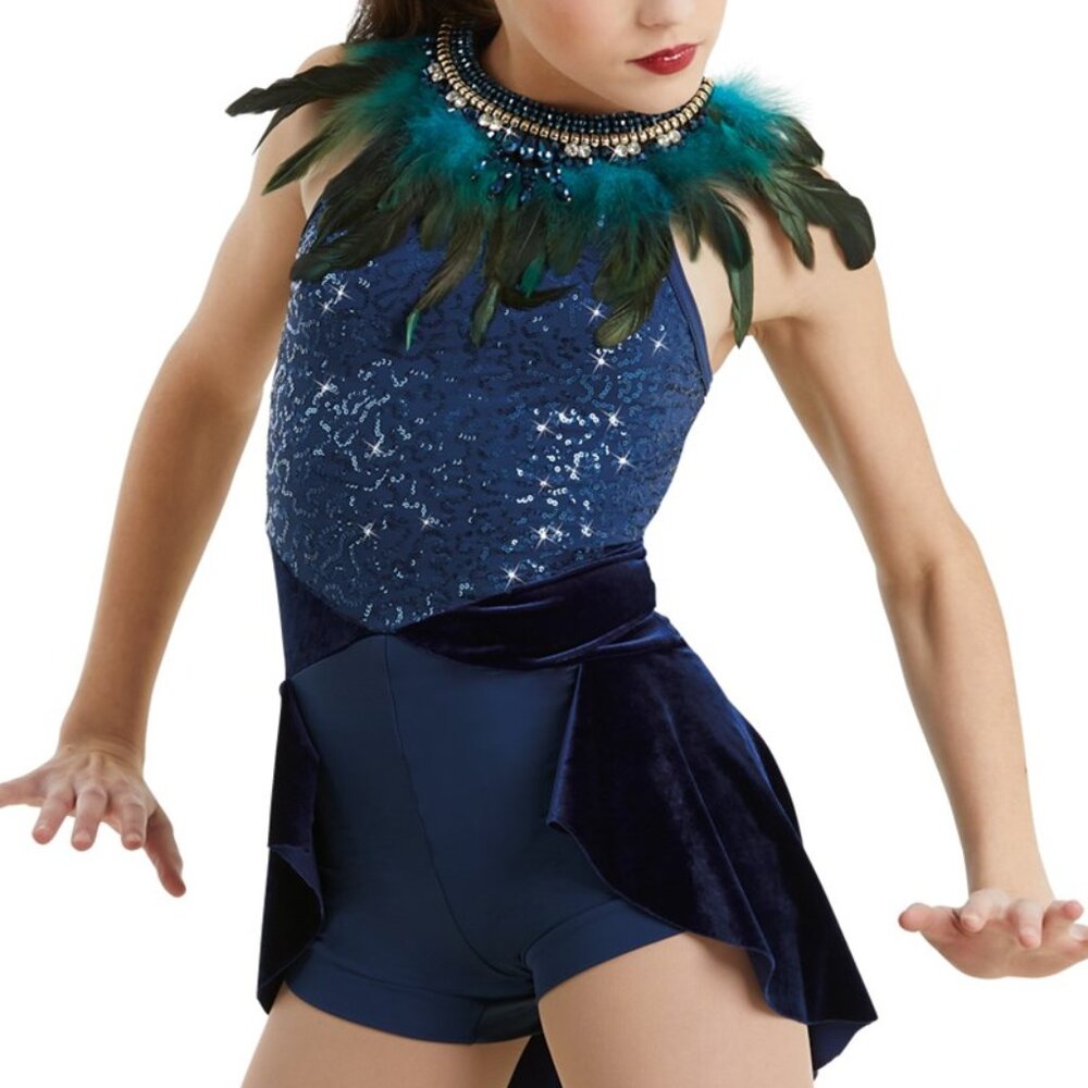 Blue Velvet Biketard Dance Costume Weissman LC AS